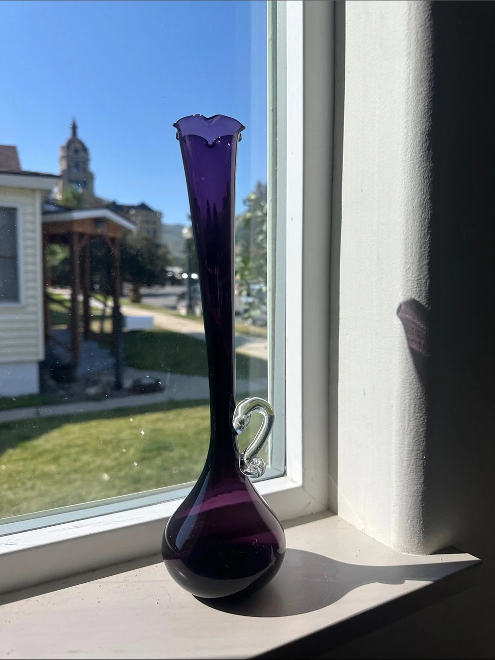 Vintage MCM Amethyst Art Vase - 12”